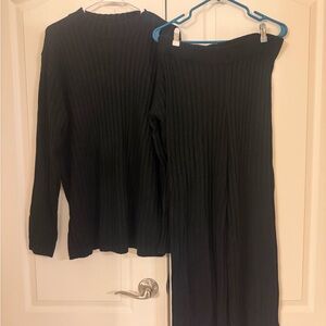 SHEIN Black sweater Ribbed Pantsuit